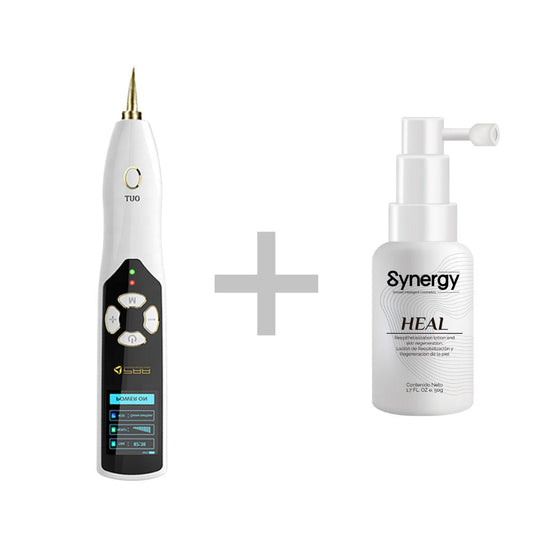 Equipo Fibroblast Ozone Pen Plasma Antienvejecimiento + Synergy Heal Loción de Reepetilización