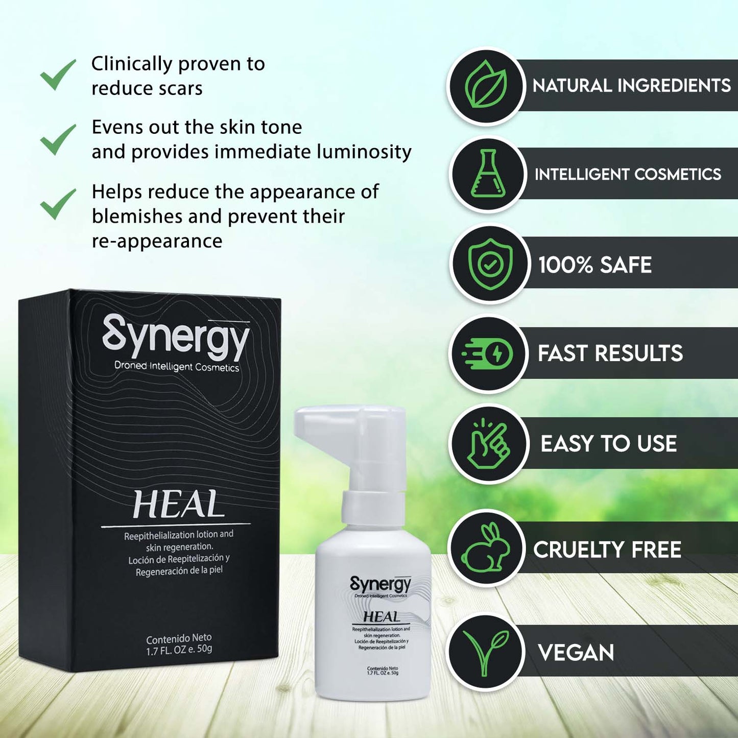 Synergy Heal para el cuidado de la piel, cicatrices y estrías -1.7FL Oz